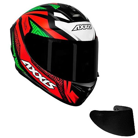 COMBO-Capacete Axxis Draken Tracer Vermelho, Verde Preto