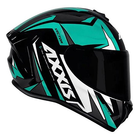 Capacete Axxis Draken Vector Preto, Tifany e Branco