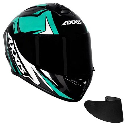 COMBO - Capacete Axxis Draken Vector Preto, Tifany e Branco