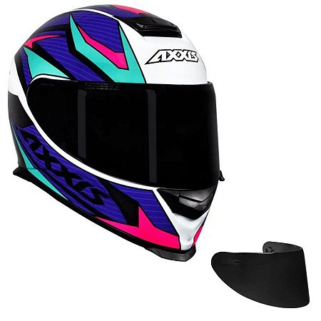 COMBO-Capacete Axxis Eagle Power Gloss Branco, Roxo e Tifany