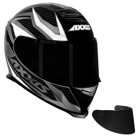 COMBO - Capacete Axxis Eagle Power Gloss Preto Cinza e Branco