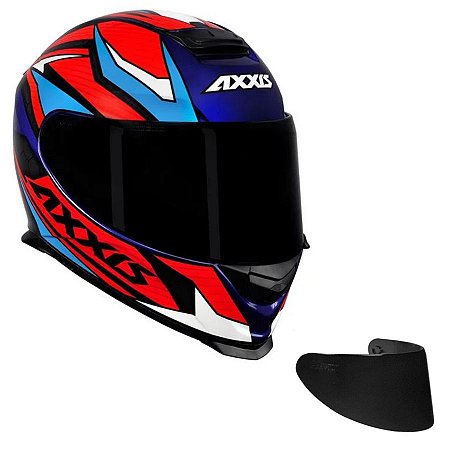 COMBO - Capacete Axxis Eagle Power Gloss Azul, Vermelho Azul