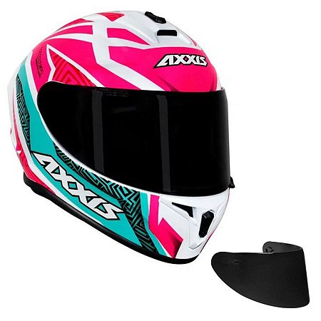 COMBO-Capacete Axxis Draken Tracer Gloss Tifany e Rosa