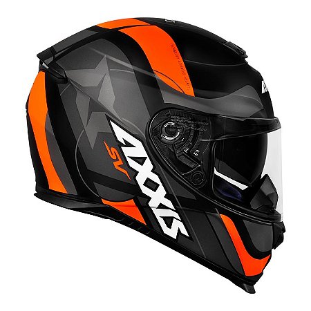 Capacete Axxis Eagle Sv Smart Matt Black Grey Orange (com viseira Solar)