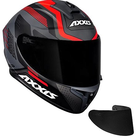 COMBO Capacete Axxis Draken Cougar Matt Grey Black Red