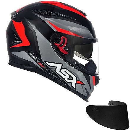 Combo Capacete Asx Eagle SV Lightning Brilho Preto/Prata/ VM