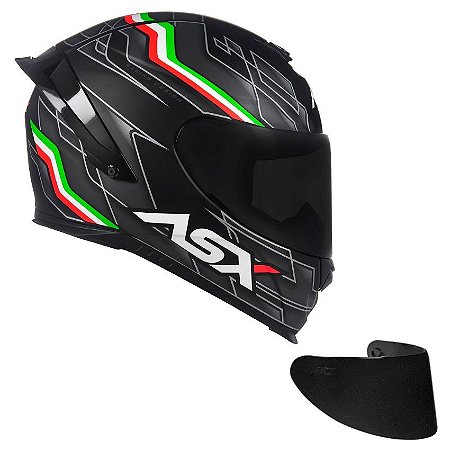 Combo Capacete Asx Eagle Racing Italy Fosco Preto