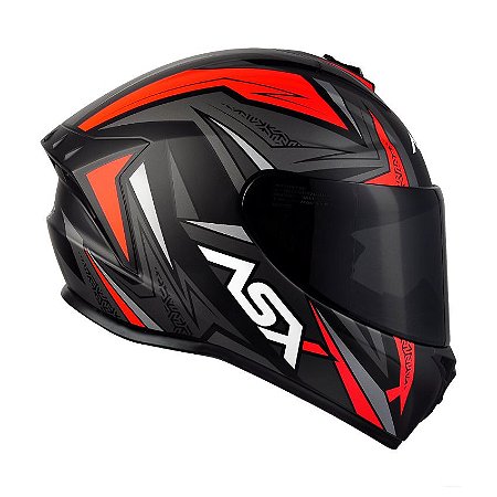 Capacete Asx Draken Vector Fosco Preto/ Cinza / Vermelho