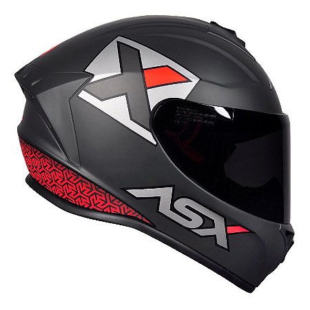 Capacete Asx Draken Concept Fosco Cinza/ Prata/ Vermelho