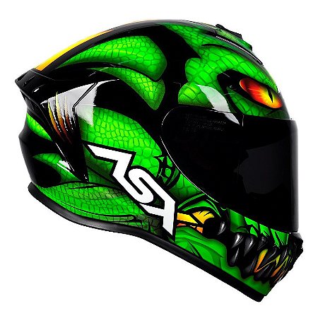 Capacete Asx Draken Raptor Brilho Preto/ Verde