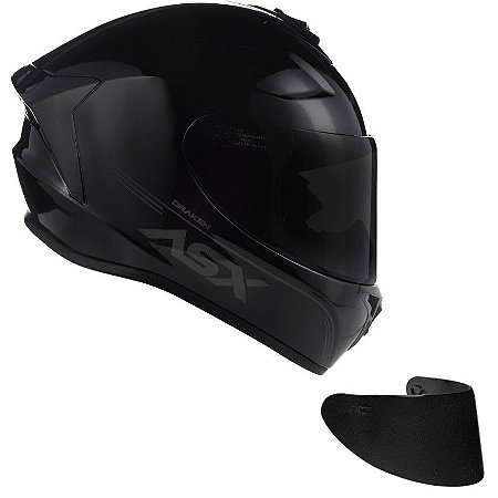 Combo Capacete Asx Draken Solid Brilho Preto