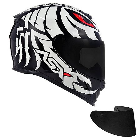 Combo Capacete Asx Eagle Scorpion Brilho Preto/ Branco/ Vermelho