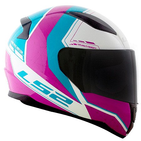 Capacete Ls2 Rapid Ff353 Candie Branco/ Roxo e Azul