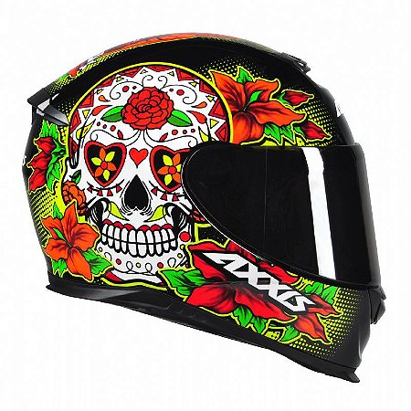 Capacete Axxis Eagle Skull Preto E Amarelo