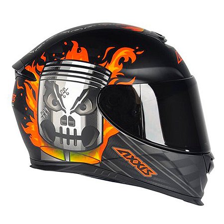 Capacete Axxis Eagle Piston Preto Fosco e Laranja