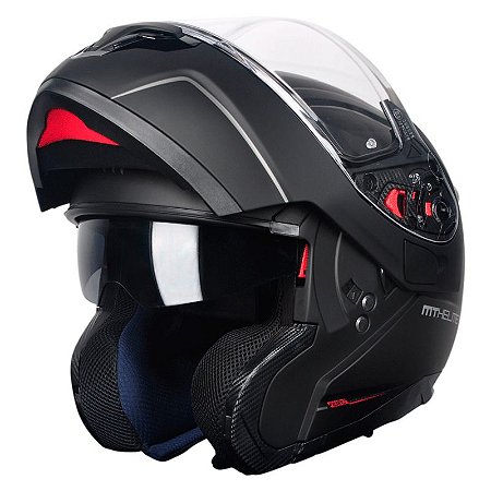 Capacete Articulado Mt Sv Atom Solid Matt Black (com viseira solar)