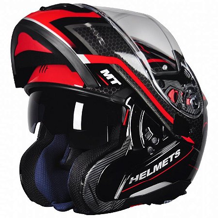 Capacete Articulado Mt Sv Atom Sx2 Gloss Black Red