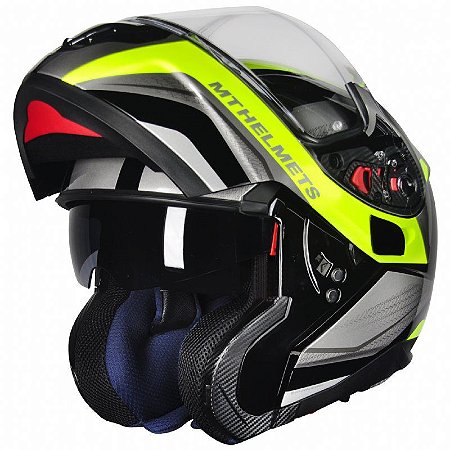 Capacete Articulado Mt Sv Atom Tarmac Gloss Black Yellow