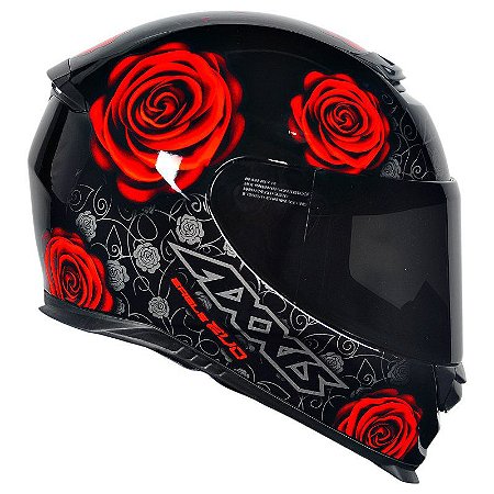 Capacete Axxis Eagle Evo Flowers Gloss Black Red