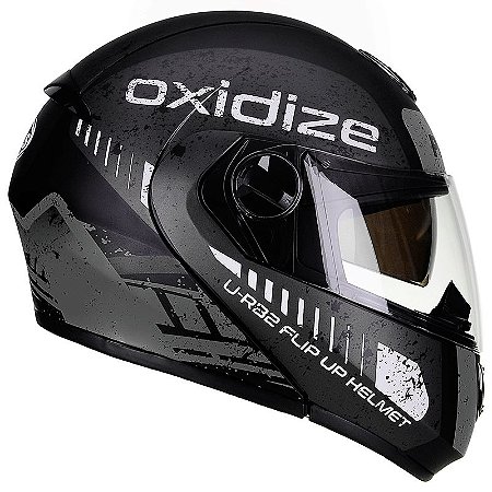 Capacete Articulado Peels U-RB2 Oxidize Preto Fosco e Grafite com viseira solar