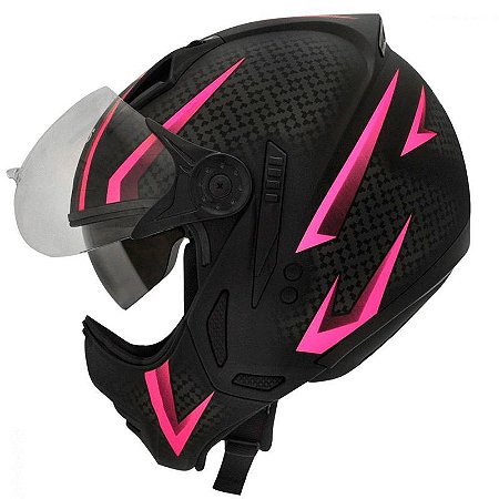 Capacete Peels Mirage Storm Preto Fosco com Rosa