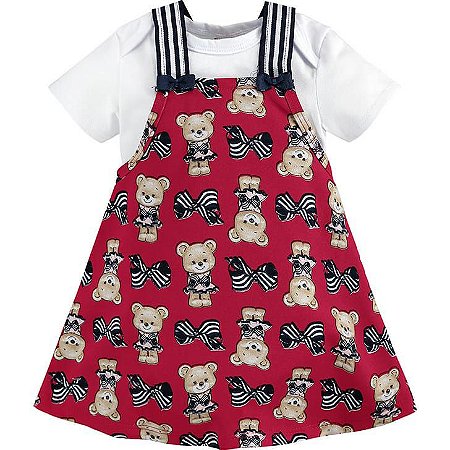conjunto,vestido,body,menina,bebe,kyly,ursinho - MUNDO ENCANTADO KIDS