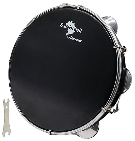 PANDEIRO SAMBRASIL 10" PRETO COM PELE PRETA