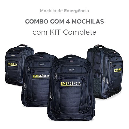 COMBO - 4 Mochilas de Emergência COMPLETA com kits