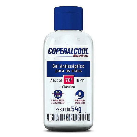 Álcool Gel 70 para mãos com Hidratante Bacfree 54g - KIT 10 un