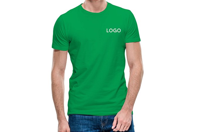 Camiseta 100% algodão fio 30.1 penteada Bordada com Logotipo Uniformes SP