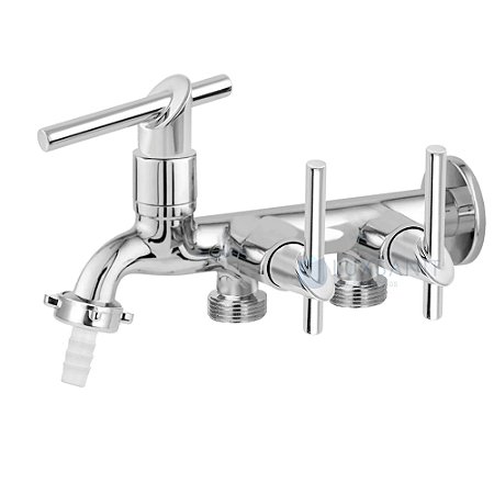 Torneira 3 Saídas Tanque e Máquina 1/4 Volta Metal C67