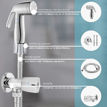 Ducha Higiênica Completa C/ Registro 1/4V Gatilho ABS C50
