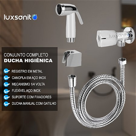 Ducha Higiênica Completa C/ Registro 1/4V Gatilho ABS C50