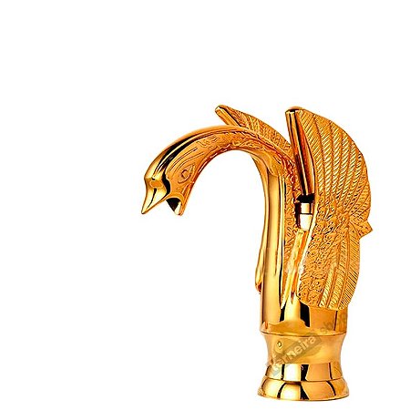 Torneira Exclusiva Misturador Monocomando Banheiro Dourado Desenho Cisne