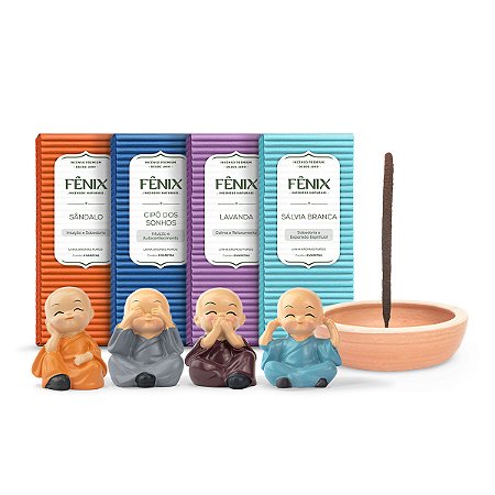 Kit Dharma 3 - Completo com Incensário - 4 Incensos + 4 Monginhos