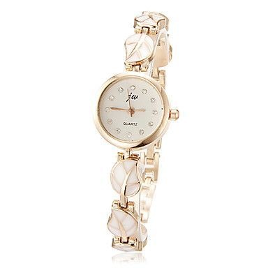 Mulheres Little Round Dial Pattern Folha Alloy Banda Quartz Analógico Pulseira Watch (cores sortidas)
