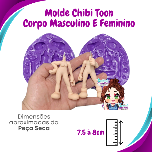 Molde de Silicone Chibi Toon - Corpo Feminino e Masculino - BCV