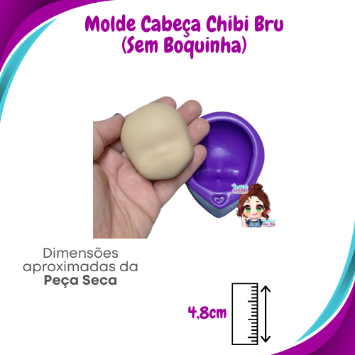 Molde de Silicone Chibi Bru G - Cabeça (Sem Boquinha) - BCV