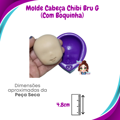 Molde de Silicone Chibi Bru G - Cabeça (Com Boquinha) - BCV