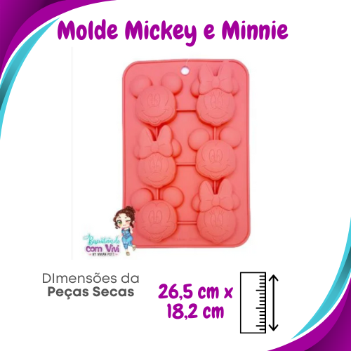 Molde de Silicone Mickey e Minnie - Forma de Silicone (TAM G) - Daiso