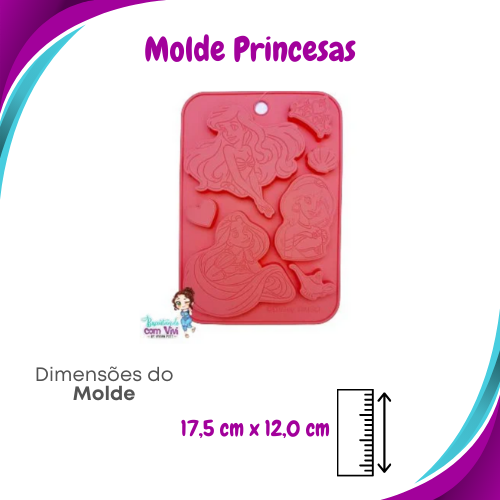 Molde de Silicone Princesas Mod. 1 - Forma de Silicone (TAM P) - Daiso