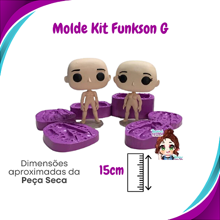 Kit Molde de Silicone Funkson G - Corpo Bipartido Masculino + Feminino + Cabeça