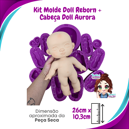 Molde de Silicone Kit Corpo Doll Reborn + Cabeça Doll Aurora - BCV