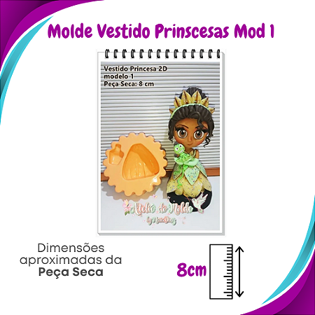 Molde de Silicone Vestido Princesas 2D - mod. 1- Ateliê do Molde