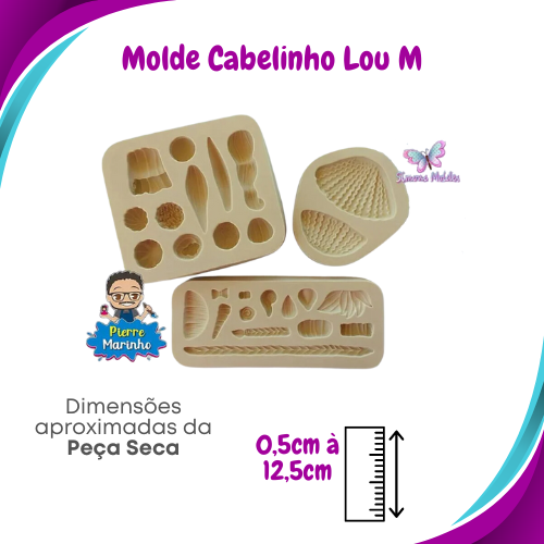 Molde de Silicone Cabelinhos LOU M (3 Moldes) - Simone Moldes