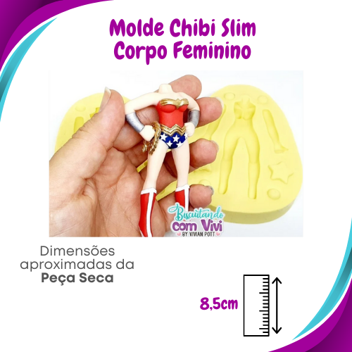Molde de Silicone Chibi Slim - Corpo Feminino - BCV
