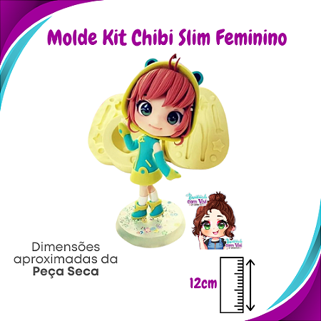 Molde de Silicone Chibi Slim - Corpo Feminino + Cabeça - BCV