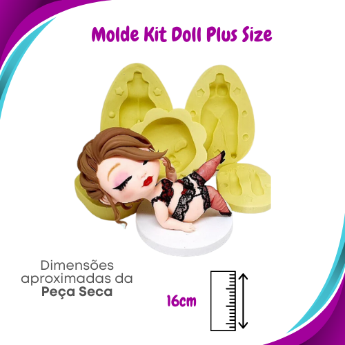 Molde de Silicone Doll Plus Size Corpo Feminino + Cabeça Doll Maitê - BCV