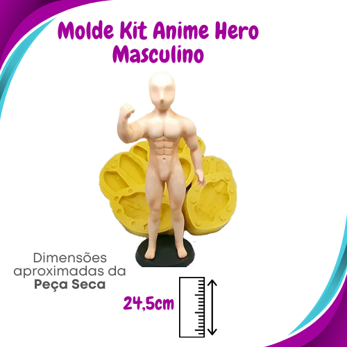 Molde de Silicone Anime Hero - Corpo Masculino + Cabeça - BCV
