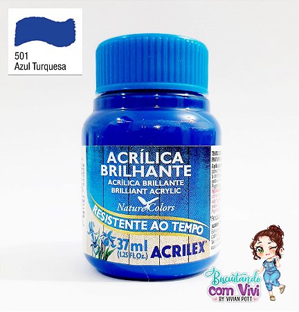 Tinta Acrílica Brilhante Acrilex - Azul Turquesa